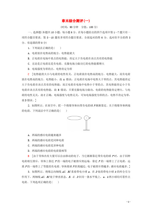 2024_2025学年高中物理第1章静电场章末综合测评含解析新人教版选修3_1