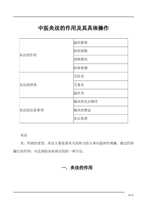 中医灸法的作用及其具体操作