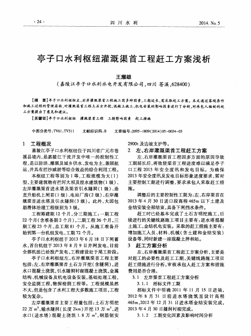 亭子口水利枢纽灌溉渠首工程赶工方案浅析