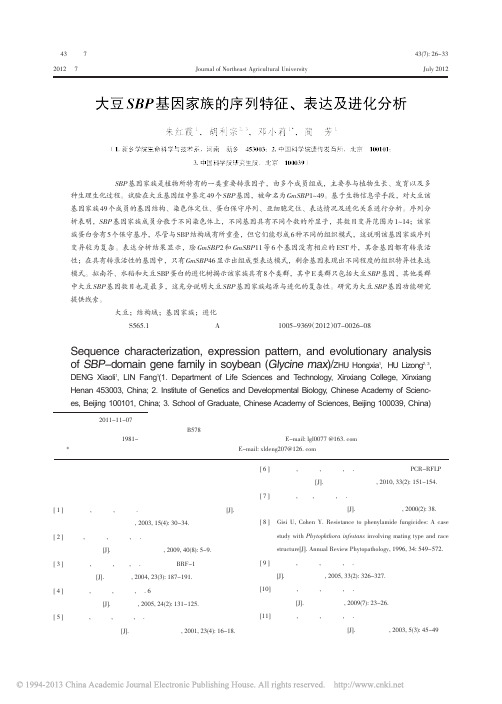 大豆SBP基因家族的序列特征_表达及进化分析