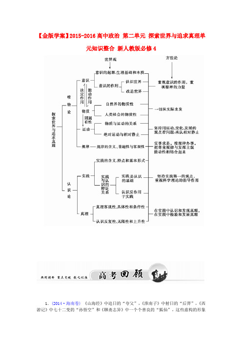 2015-2016高中政治 第二单元 探索世界与追求真理单元知识整合 新人教版必修4