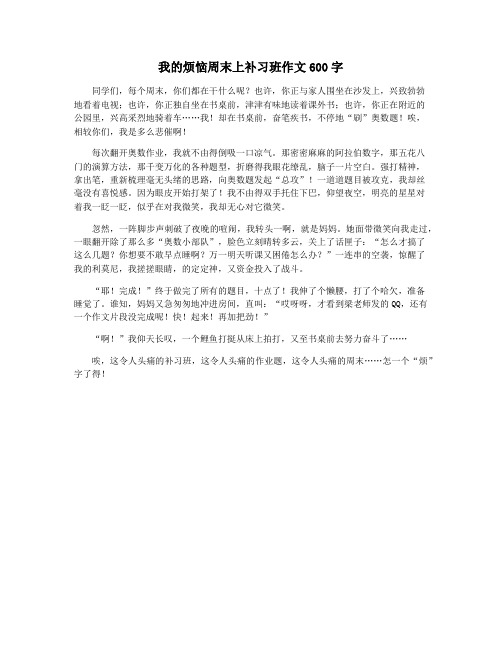 我的烦恼周末上补习班作文600字