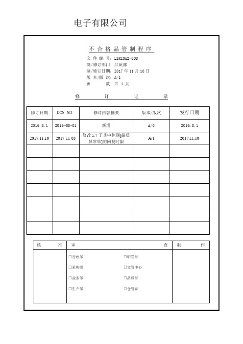 QC080000不合格品管制程序