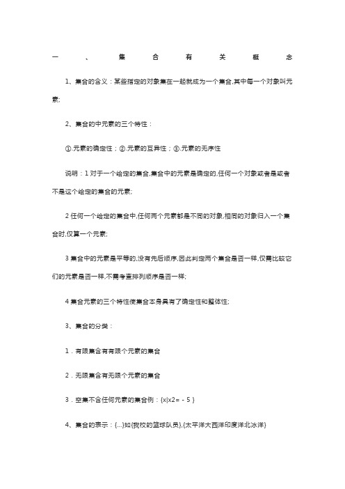 数学集合知识点总结