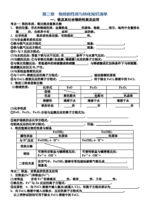 高中化学---物质的性质与转化知识清单