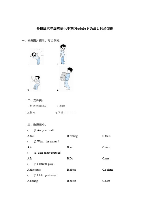 外研版五年级英语上学期Module 9 Unit 1同步习题