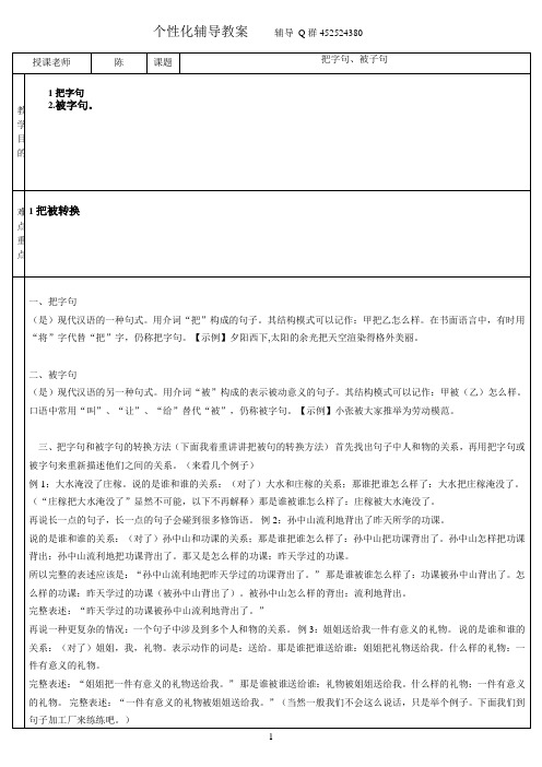 二年级语文把被字句辅导教案