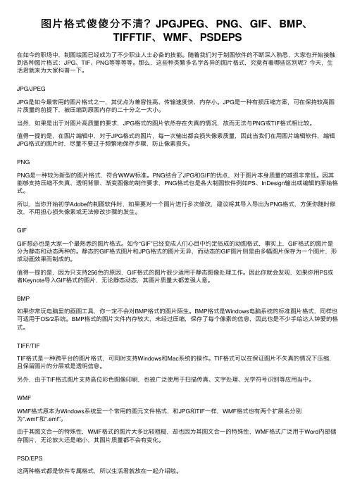 图片格式傻傻分不清？JPGJPEG、PNG、GIF、BMP、TIFFTIF、WMF、PSDEPS