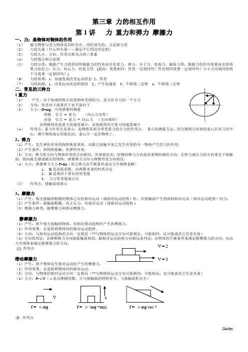 必修一第三章力的相互作用知识点总结