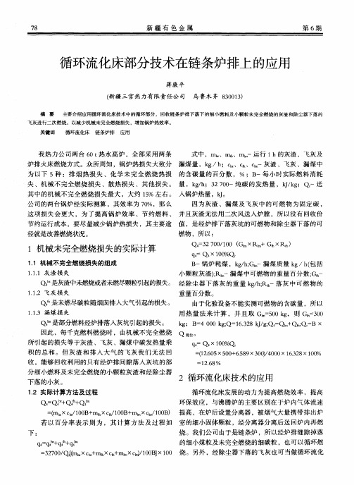 循环流化床部分技术在链条炉排上的应用