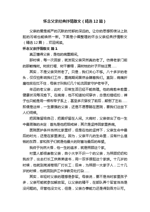 怀念父亲经典抒情散文（精选12篇）