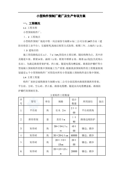 「小型构件预制厂建厂及生产专项方案方案」