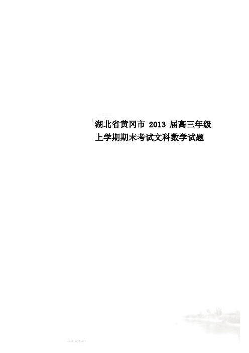 湖北省黄冈市2013届高三年级上学期期末考试文科数学试题