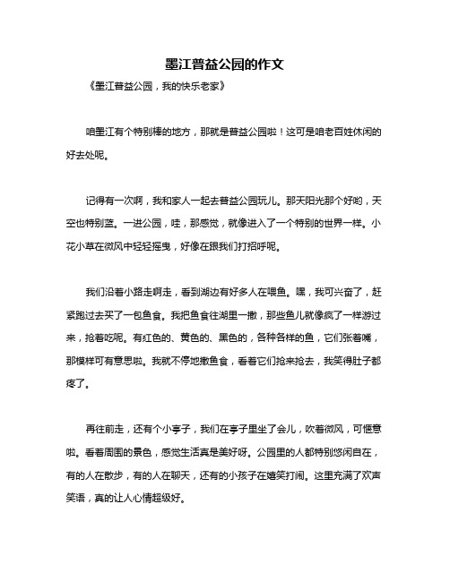 墨江普益公园的作文