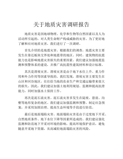 关于地质灾害调研报告