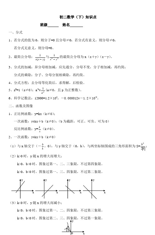 初二数学(下)知识点