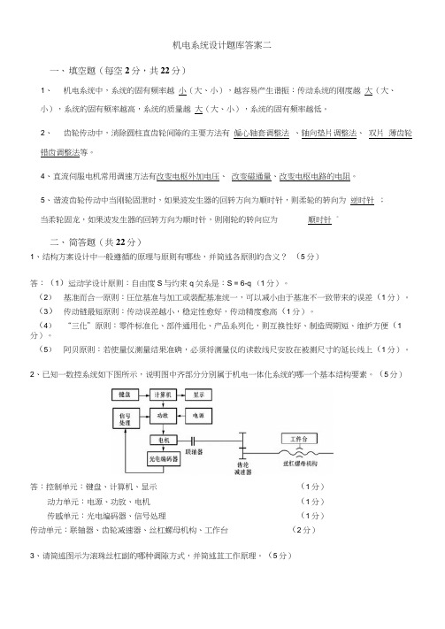 机电系统设计试卷2答案