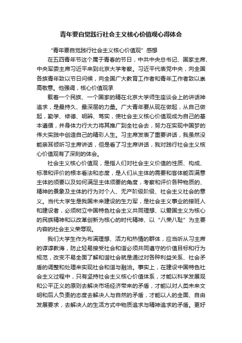 青年要自觉践行社会主义核心价值观心得体会