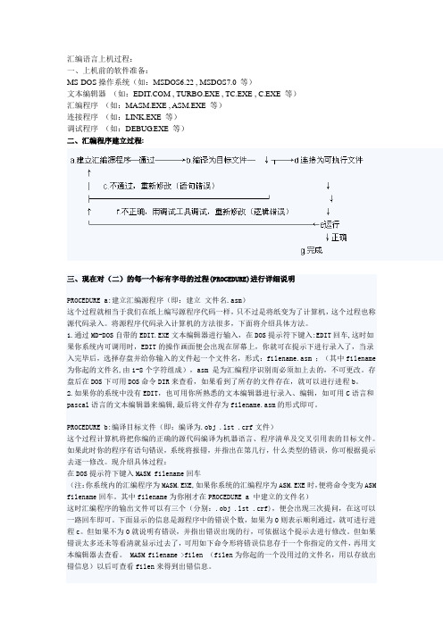 汇编语言上机过程