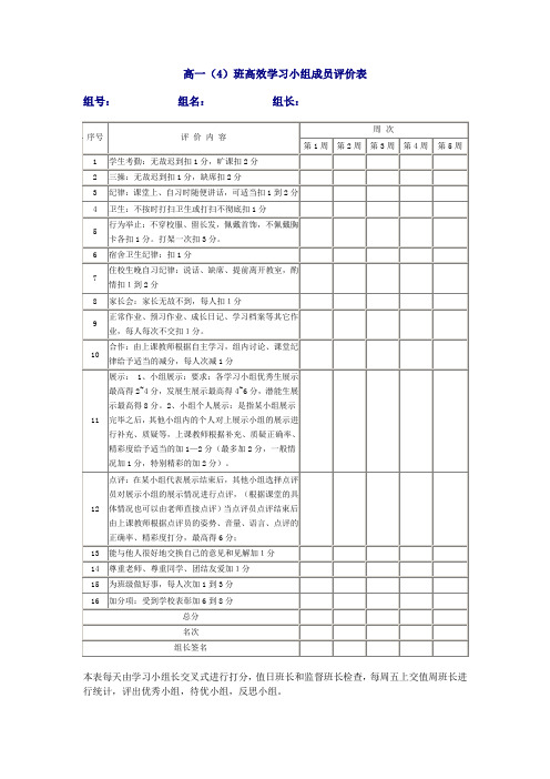 高效课堂评价表