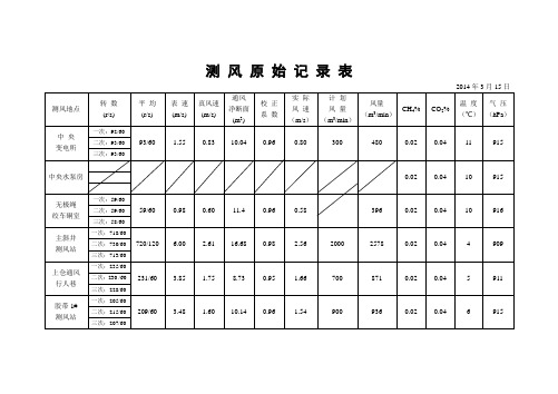 测 风 原 始 记 录 表