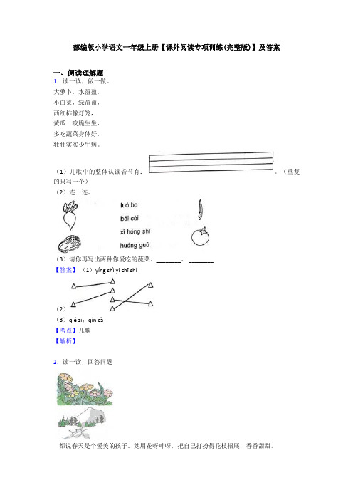 部编版小学语文一年级上册【课外阅读专项训练(完整版)】及答案