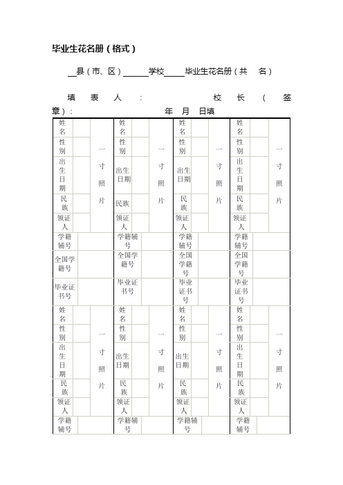 毕业生花名册（格式）