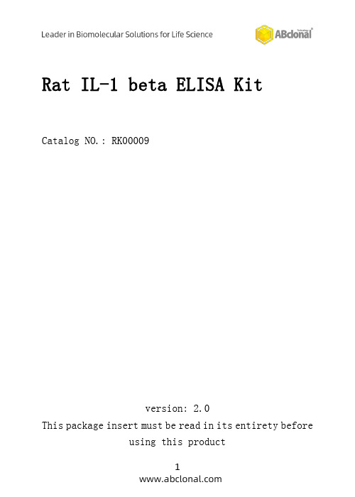 ABClonal Rat IL-1 beta ELISA Kit RK00009说明书