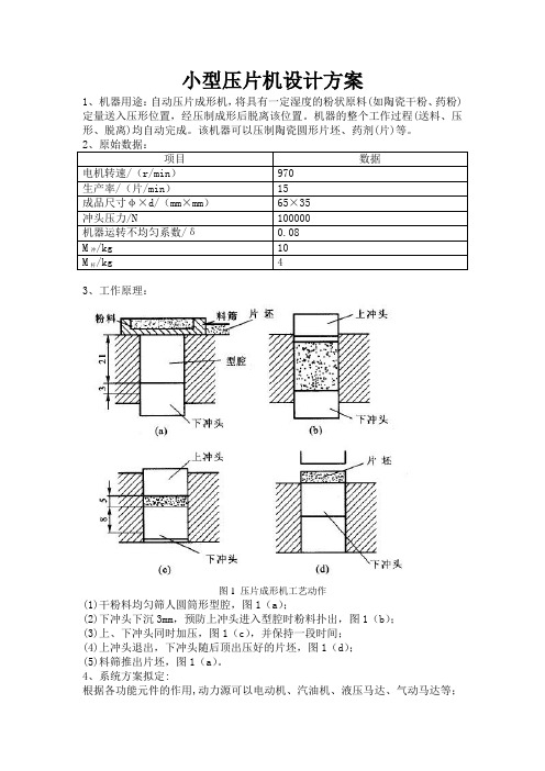 小型压片机设计方案