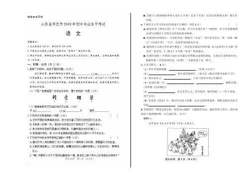 2019年山东省枣庄市中考语文试卷