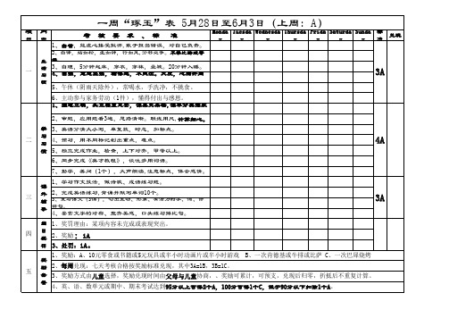 小学生一周学习安排奖励表(含期末冲刺版)