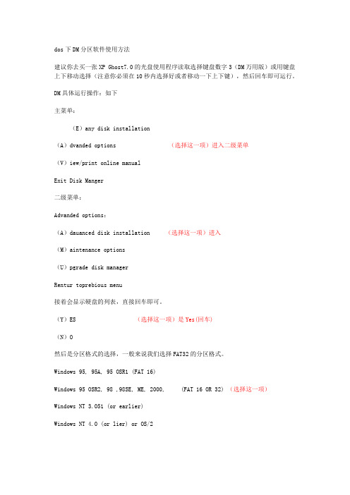 dos下DM分区软件使用方法