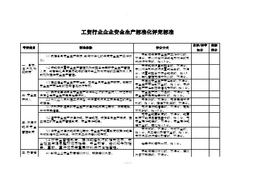 工贸行业企业安全生产标准化评定标准