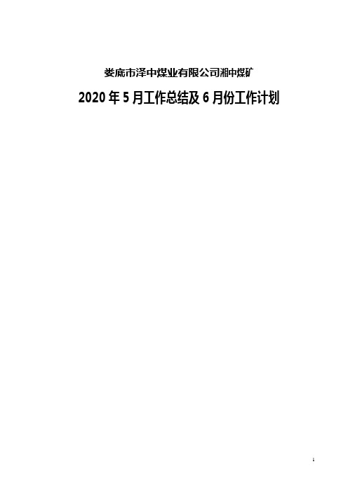 2020.5工作总结及6月作业计划