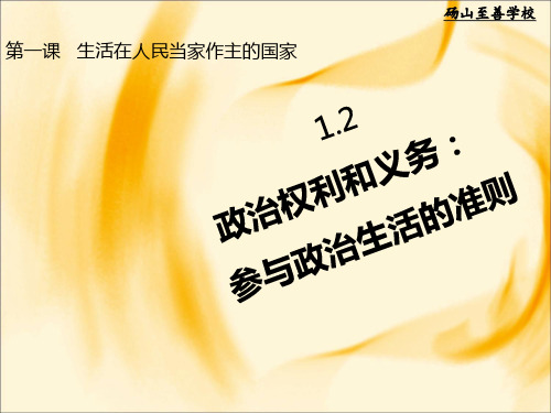 人教版高中思想政治必修二《政治权利与义务：参与政治生活的基础和准则》