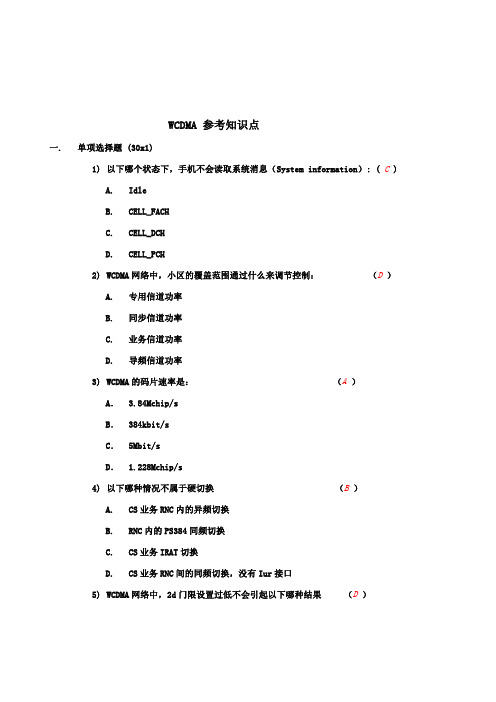 WCDMA参考知识点