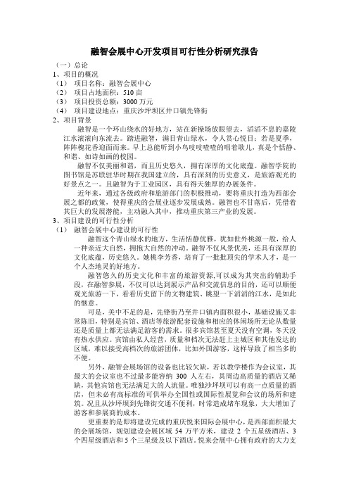 会展中心开发项目可行性分析研究报告