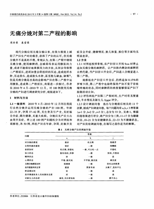 无痛分娩对第二产程的影响