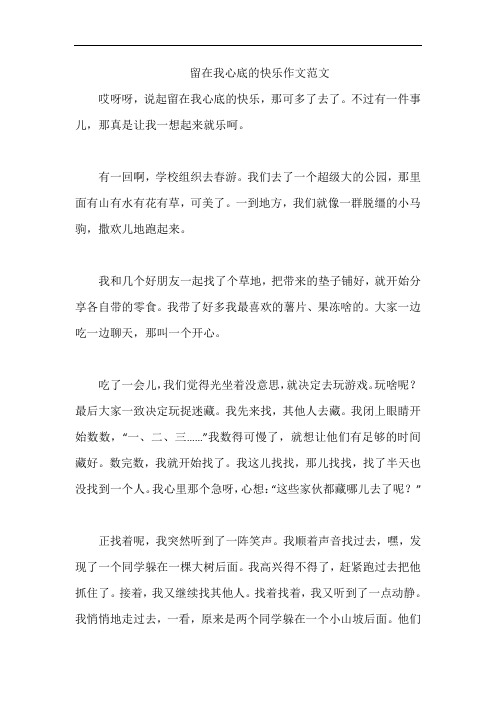 留在我心底的快乐作文范文