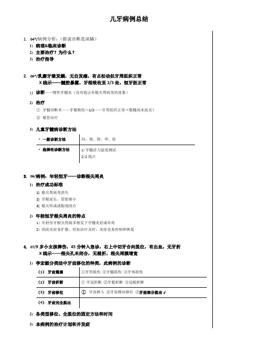 儿牙病例题总结