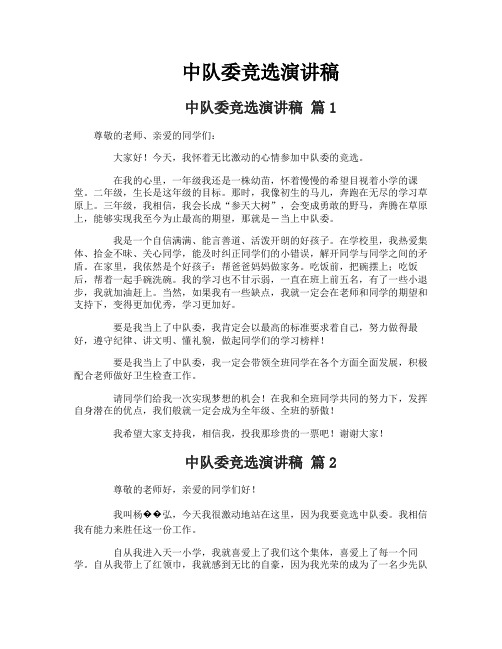 中队委竞选演讲稿