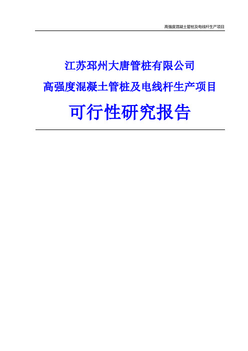 高强度混凝土管桩及电线杆生产项目可行性研究报告