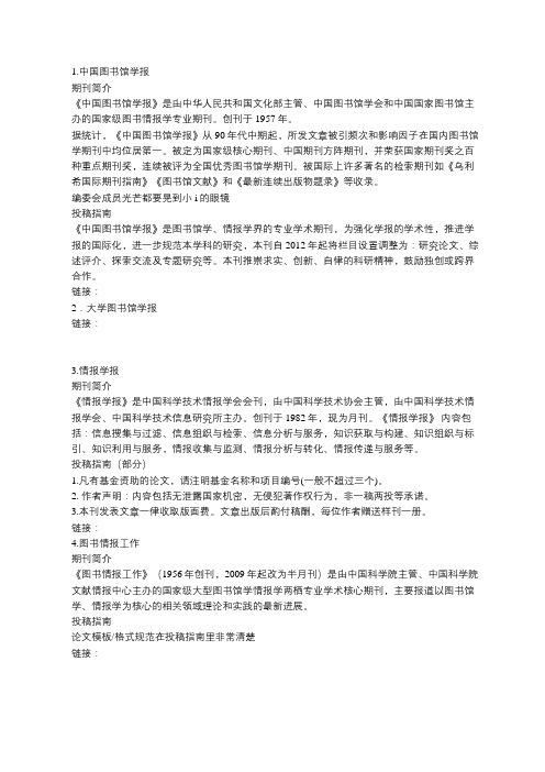 图书情报类学术核心期刊投稿集锦