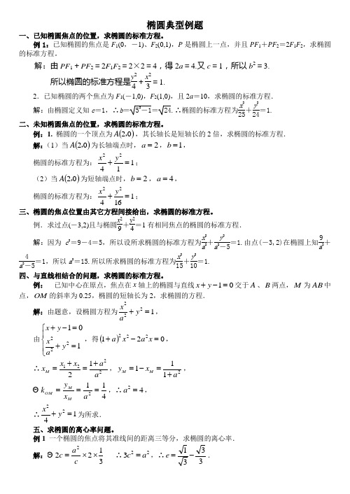 椭圆、双曲线。抛物线典型例题整理