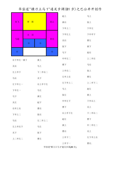 华容道解法(带图解超完整直接打印效果)