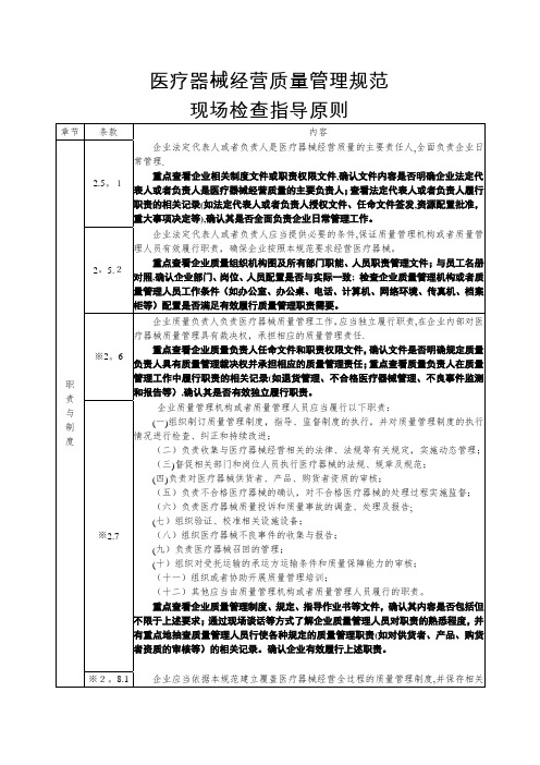 医疗器械经营质量管理规范现场检查指导原则