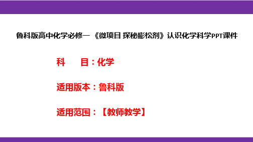 鲁科版高中化学必修一《微项目探秘膨松剂》认识化学科学PPT课件