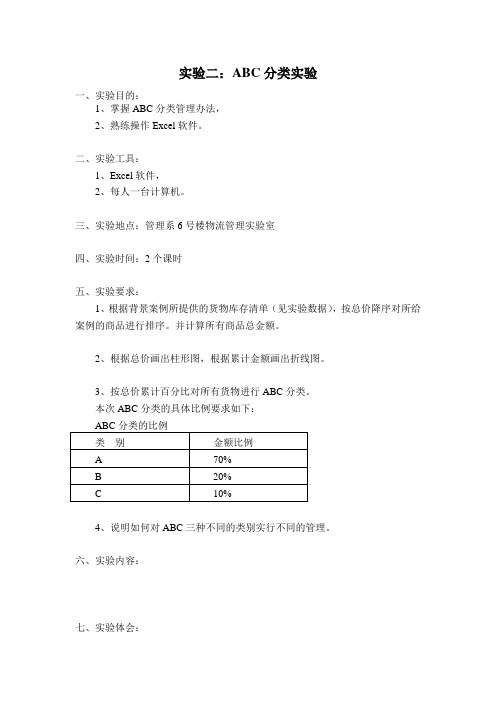 ABC分类实验报告