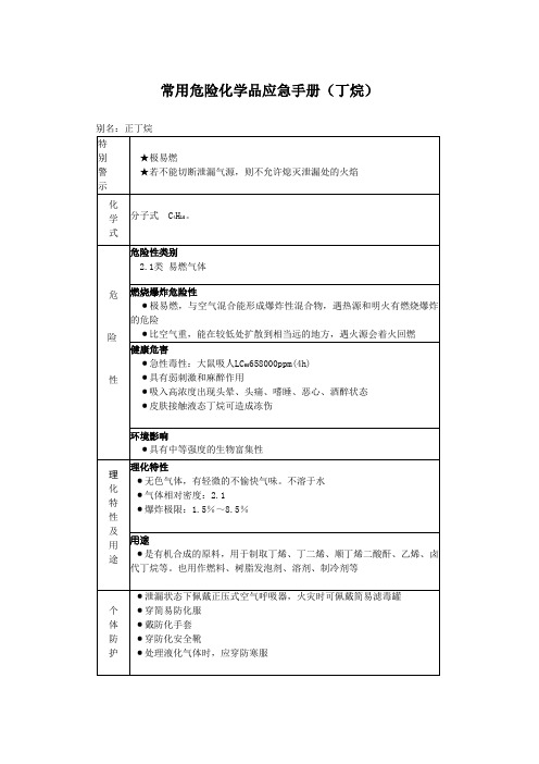 常用危险化学品应急手册(丁烷)