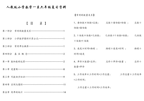 人教版小学数学1-6年级总复习知识点